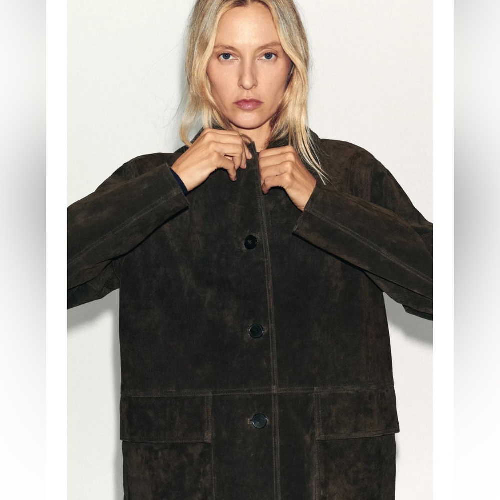ZARA 100% SUEDE LEATHER JACKET NWT - Picture 2 of 16